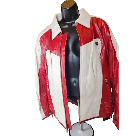 Hein Gericke Leather Motorcycle Jacket Size 14 Racing Quilted Lining Retro Biker - Picture 15 of 16